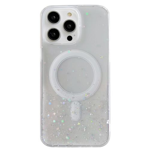 For iPhone 15 Pro Max Glitter MagSafe Hybrid Clear TPU Phone Case(White) - HoMEdemic™ 