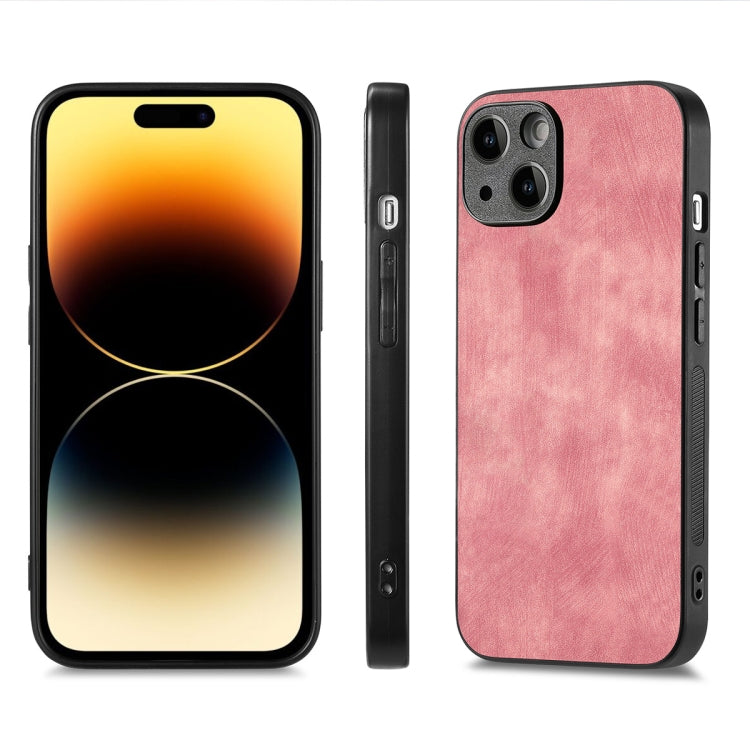 For iPhone 15 Plus ENKAY Retro Leather Skin PC Phone Case with High Aluminum-silicon Glass Film(Pink) - HoMEdemic™ 