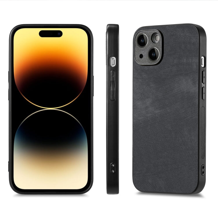 For iPhone 15 Plus ENKAY Retro Leather Skin PC Phone Case with High Aluminum-silicon Glass Film(Black) - HoMEdemic™ 