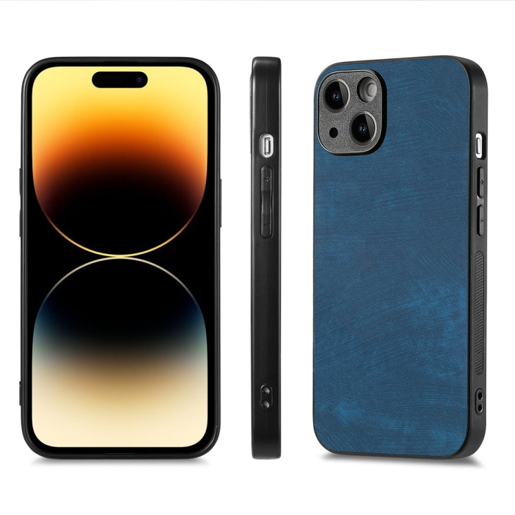 For iPhone 15 Plus ENKAY Retro Leather Skin PC Phone Case with High Aluminum-silicon Glass Film(Blue) - HoMEdemic™ 