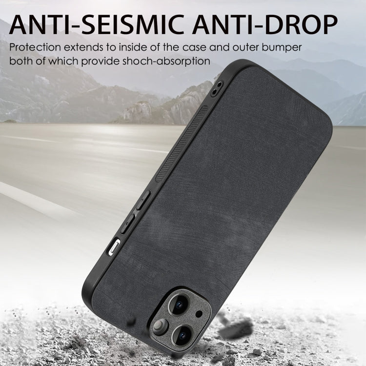 For iPhone 15 Plus ENKAY Retro Leather Skin PC Phone Case with High Aluminum-silicon Glass Film(Blue) - HoMEdemic™ 