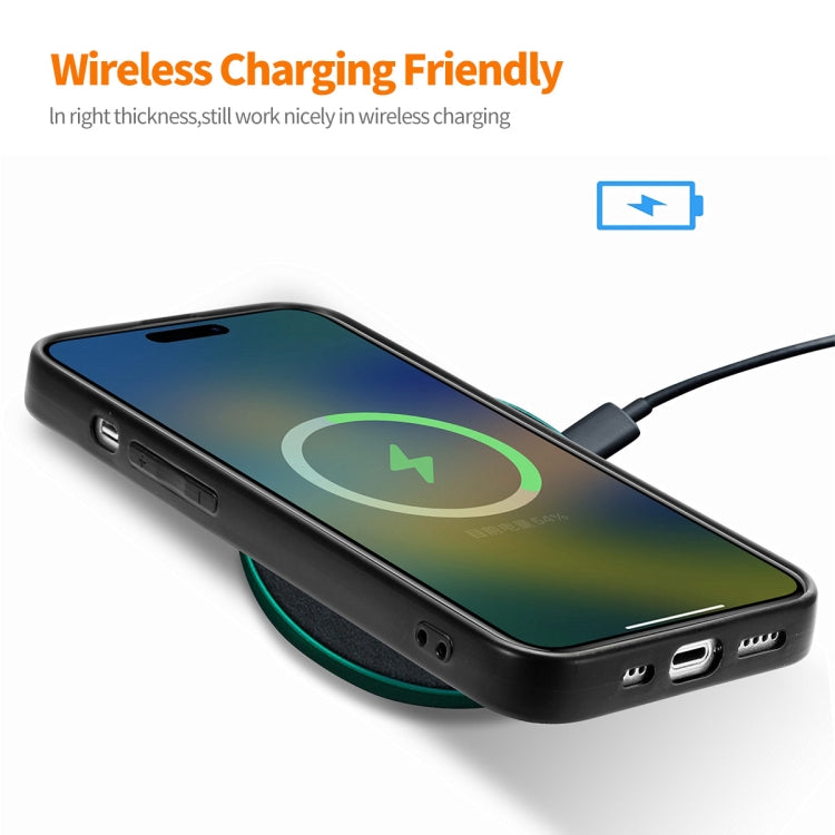 For iPhone 15 ENKAY Retro Leather Skin PC Phone Case with High Aluminum-silicon Glass Film(Black) - HoMEdemic™ 