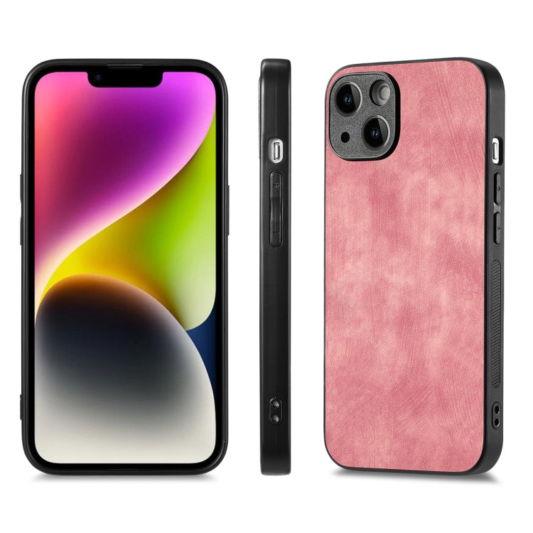For iPhone 14 Plus ENKAY Retro Leather Skin PC Phone Case with High Aluminum-silicon Glass Film(Pink) - HoMEdemic™ 