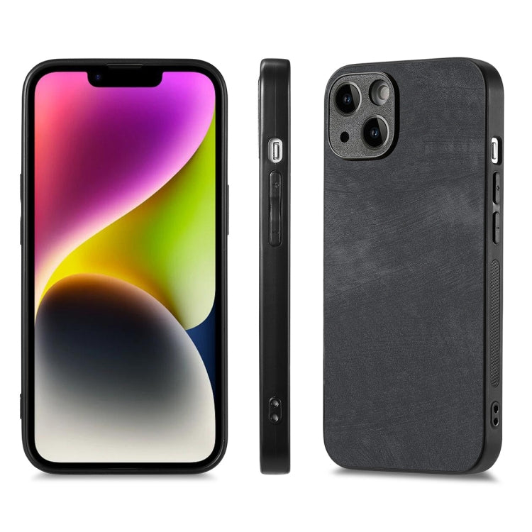 For iPhone 14 Plus ENKAY Retro Leather Skin PC Phone Case with High Aluminum-silicon Glass Film(Black) - HoMEdemic™ 