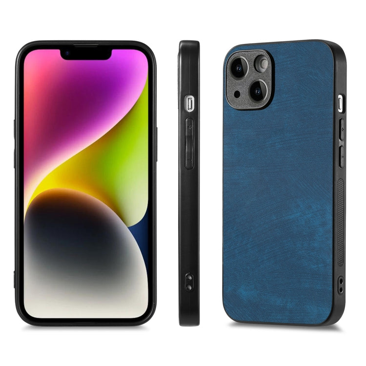 For iPhone 14 Plus ENKAY Retro Leather Skin PC Phone Case with High Aluminum-silicon Glass Film(Blue) - HoMEdemic™ 