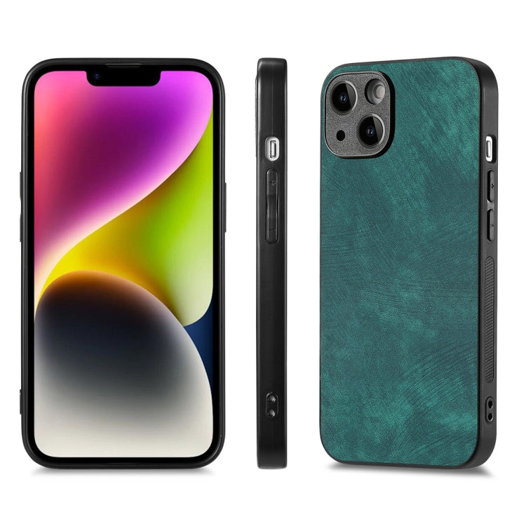 For iPhone 14 Plus ENKAY Retro Leather Skin PC Phone Case with High Aluminum-silicon Glass Film(Green) - HoMEdemic™ 