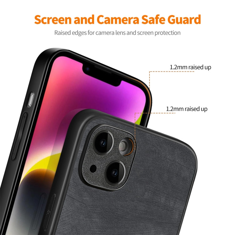 For iPhone 14 ENKAY Retro Leather Skin PC Phone Case with High Aluminum-silicon Glass Film(Brown) - HoMEdemic™ 