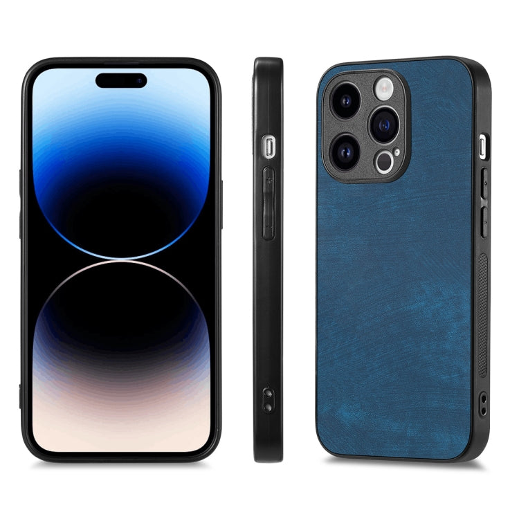 For iPhone 14 Pro Max ENKAY Retro Leather Skin PC Phone Case with High Aluminum-silicon Glass Film(Blue) - HoMEdemic™ 