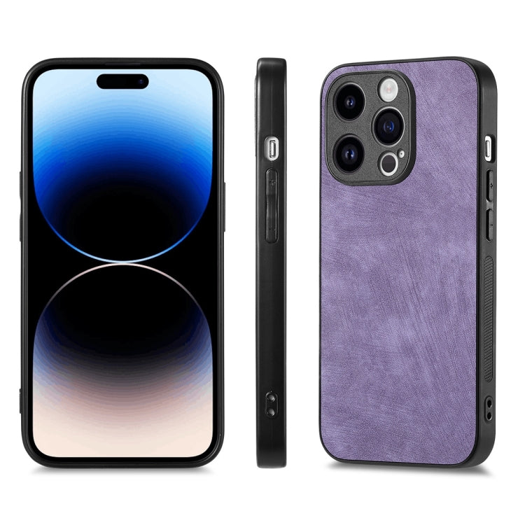 For iPhone 14 Pro Max ENKAY Retro Leather Skin PC Phone Case with High Aluminum-silicon Glass Film(Purple) - HoMEdemic™ 