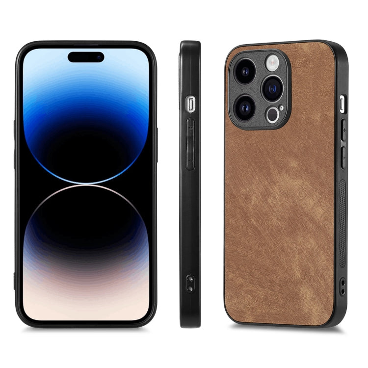 For iPhone 14 Pro Max ENKAY Retro Leather Skin PC Phone Case with High Aluminum-silicon Glass Film(Brown) - HoMEdemic™ 