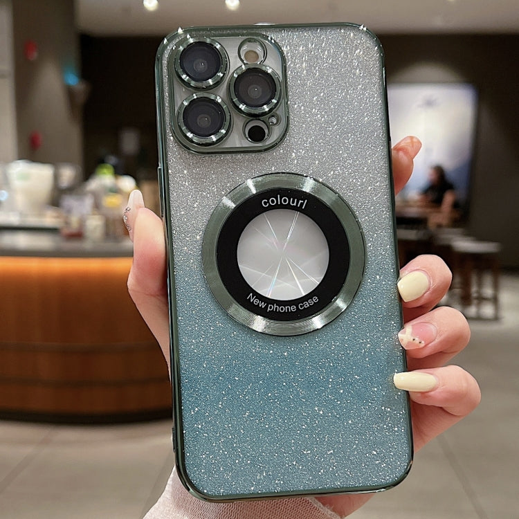 For iPhone 15 Pro Max Gradient Glitter Electroplating MagSafe TPU Phone Case(Green) - HoMEdemic™ 