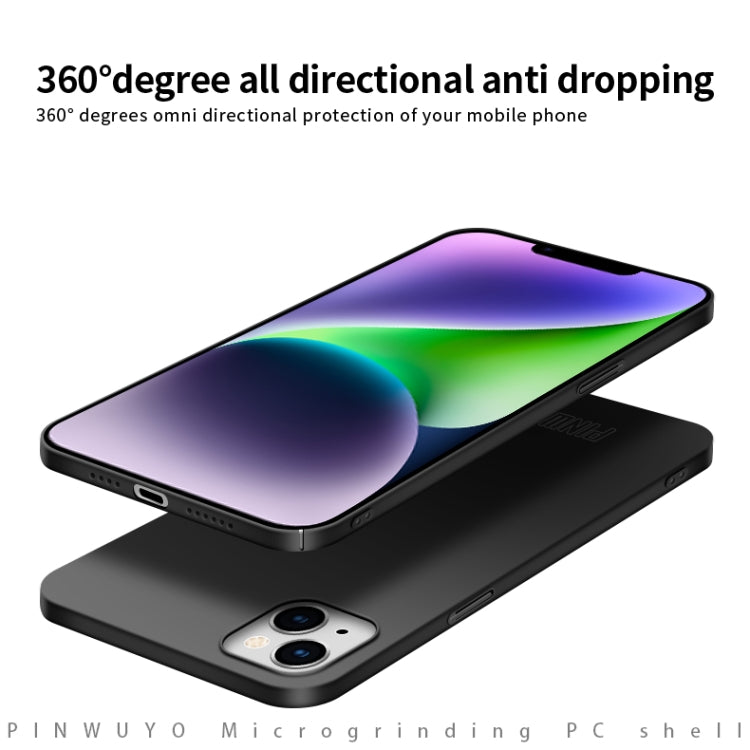 For iPhone 15 Plus PINWUYO Micro-Frosted PC Ultra-thin Hard Phone Case with Magsafe Magnetic Ring(Black) - HoMEdemic™ 