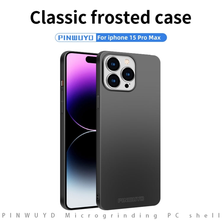 For iPhone 15 Pro Max PINWUYO Micro-Frosted PC Ultra-thin Hard Phone Case with Magsafe Magnetic Ring(Black) - HoMEdemic™ 
