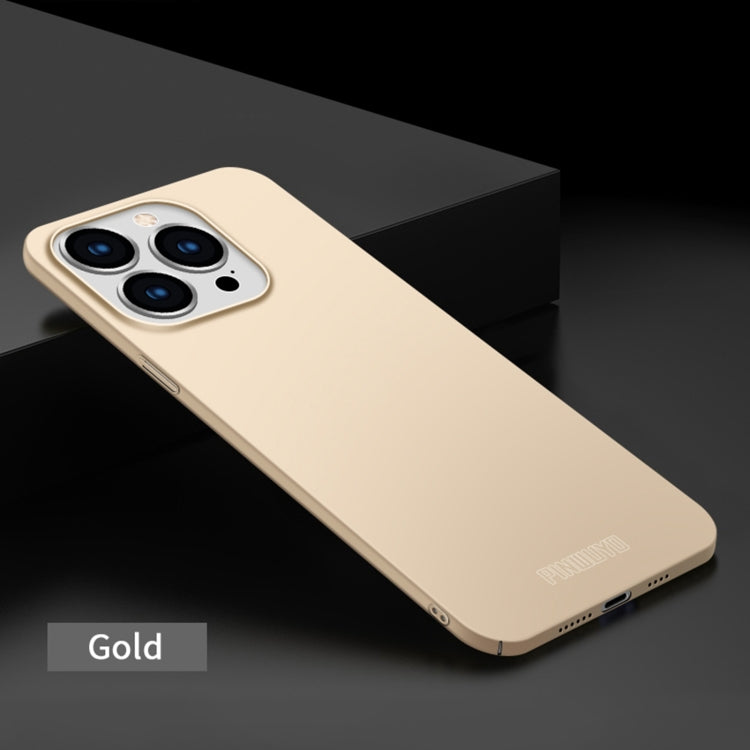 For iPhone 15 Pro Max PINWUYO Micro-Frosted PC Ultra-thin Hard Phone Case with Magsafe Magnetic Ring(Gold) - HoMEdemic™ 