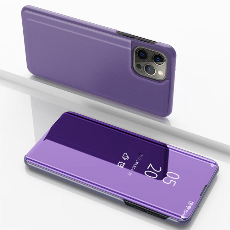 For iPhone 15 Pro Max Plated Mirror Horizontal Flip Leather Phone Case with Holder(Purple Blue) - HoMEdemic™ 