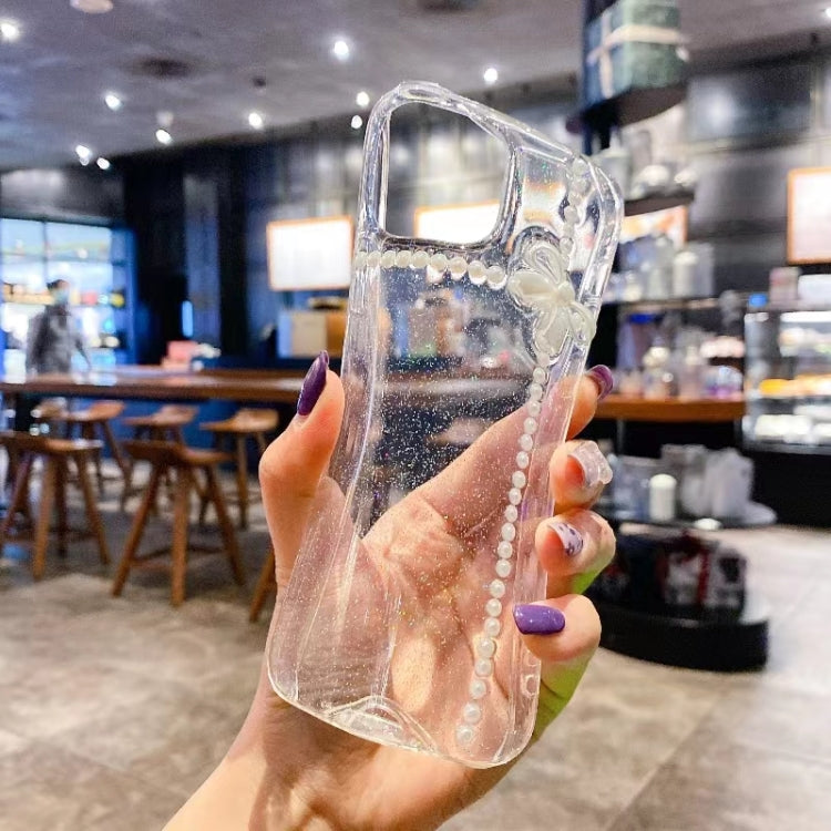 For iPhone 15 Pro Pearl Bow Glitter Epoxy TPU Phone Case(Three Knots) - HoMEdemic™ 