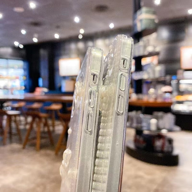 For iPhone 15 Pro Pearl Bow Glitter Epoxy TPU Phone Case(Three Knots) - HoMEdemic™ 