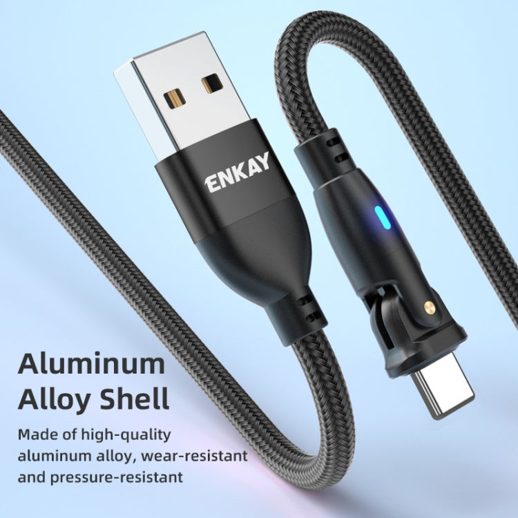 ENKAY 180 Degrees Rotating USB to 8 Pin Charging Data Cable with LED Light, Length:2m(Red) - HoMEdemic™ 