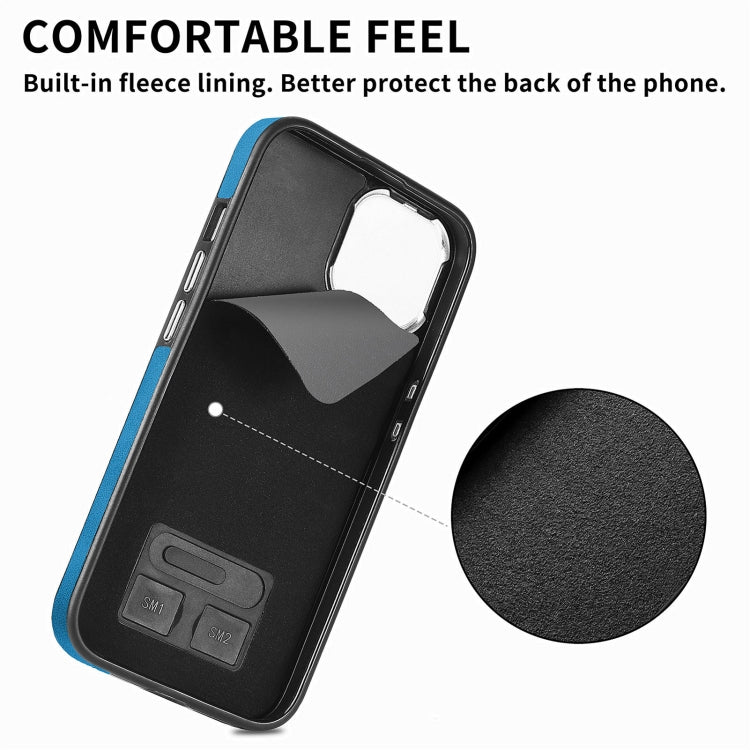For iPhone 15 Pro Max Electroplating Skin-feel Leather Ring Card Wallet Phone Case(Blue) - HoMEdemic™ 