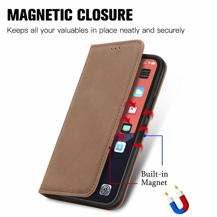 For iPhone 15 Pro Retro Skin Feel Magnetic Flip Leather Phone Case(Brown) - HoMEdemic™ 
