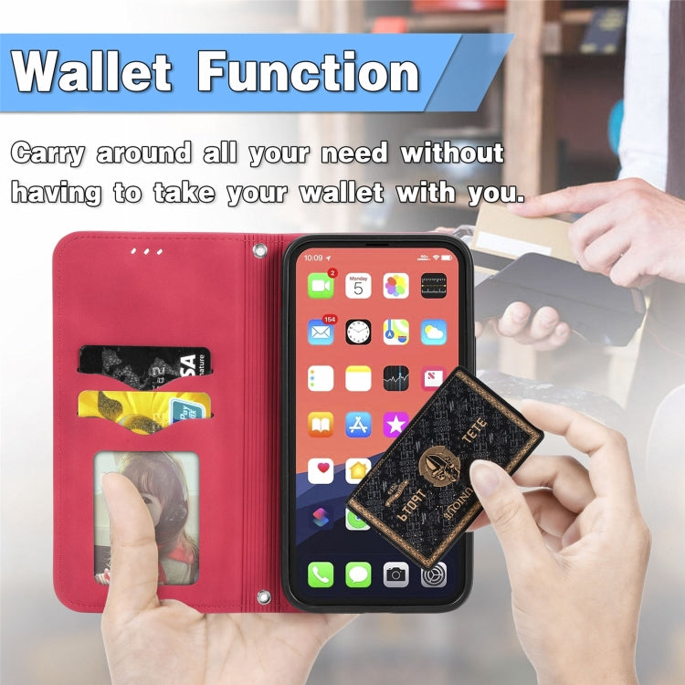 For iPhone 15 Pro Retro Skin Feel Magnetic Flip Leather Phone Case(Red) - HoMEdemic™ 