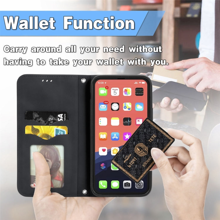 For iPhone 15 Pro Max Retro Skin Feel Magnetic Flip Leather Phone Case(Black) - HoMEdemic™ 