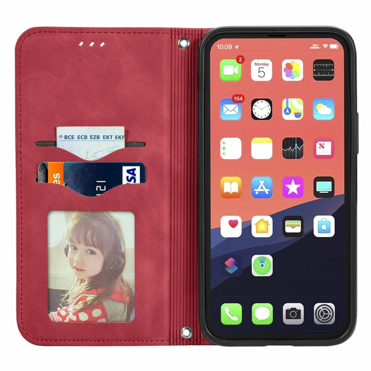 For iPhone 15 Pro Max Retro Skin Feel Magnetic Flip Leather Phone Case(Red) - HoMEdemic™ 