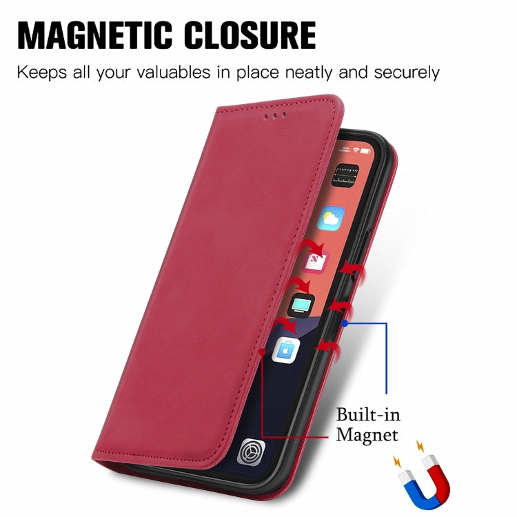 For iPhone 15 Pro Max Retro Skin Feel Magnetic Flip Leather Phone Case(Red) - HoMEdemic™ 