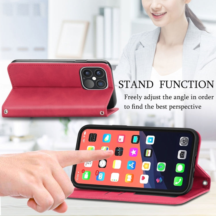 For iPhone 15 Pro Max Retro Skin Feel Magnetic Flip Leather Phone Case(Red) - HoMEdemic™ 