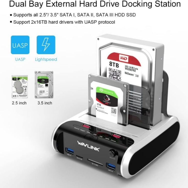 Wavlink ST336A SSD HDD Fast Offline Clone SATA  USB 3.0 External Hard Drive Case(UK Plug) - HoMEdemic™ 