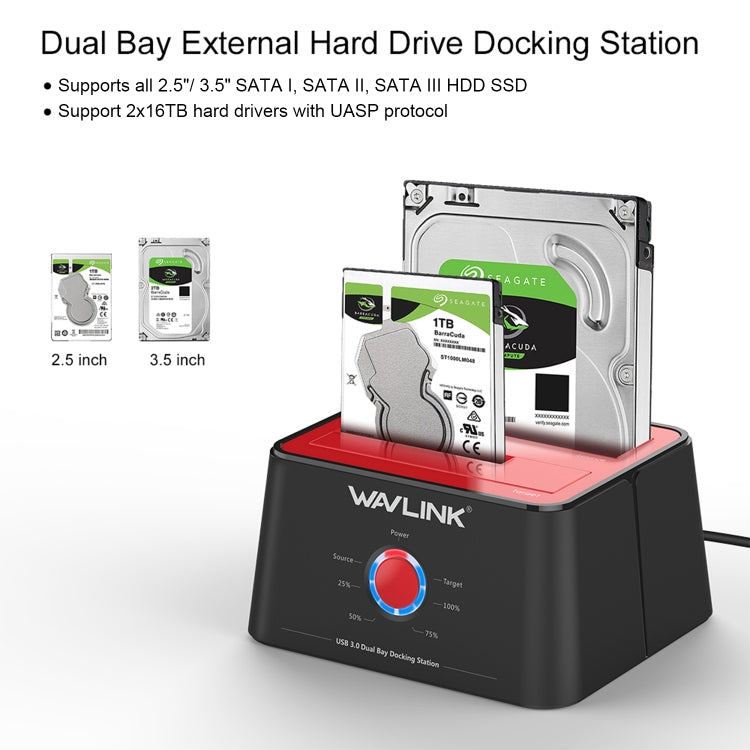 Wavlink ST334U SSD Dual Bay External Hard Drive Docking Station USB 3.0 to SATA I/II/III(AU Plug) - HoMEdemic™ 
