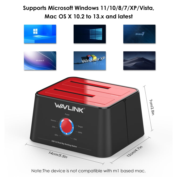 Wavlink ST334U SSD Dual Bay External Hard Drive Docking Station USB 3.0 to SATA I/II/III(US Plug) - HoMEdemic™ 