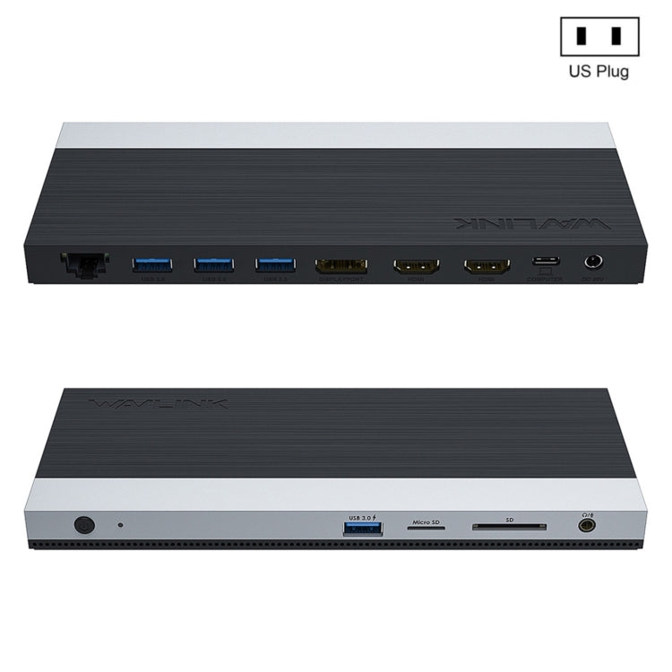 Wavlink UMD05 Display Port HDMI Port RJ45 Ethernet Triple Display MST Laptop Docking Station, Plug:US Plug - HoMEdemic™ 