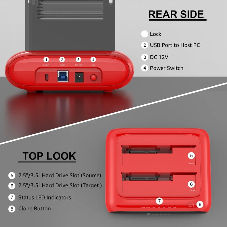 Wavlink ST341U Dual Bay External Hard Drive Docking Station Support Offline Clone Function(EU Plug) - HoMEdemic™ 