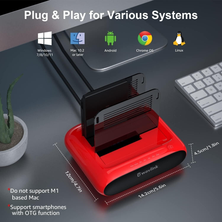 Wavlink ST341U Dual Bay External Hard Drive Docking Station Support Offline Clone Function(EU Plug) - HoMEdemic™ 