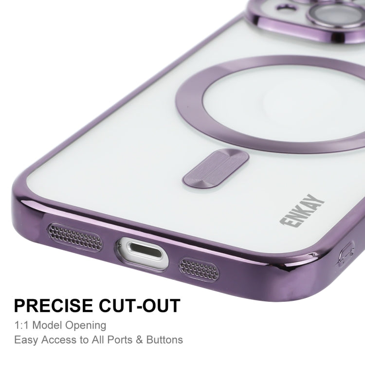 For iPhone 15 ENKAY Hat-Prince Magsafe Electroplated TPU Clear Shockproof Phone Case(Silver) - HoMEdemic™ 