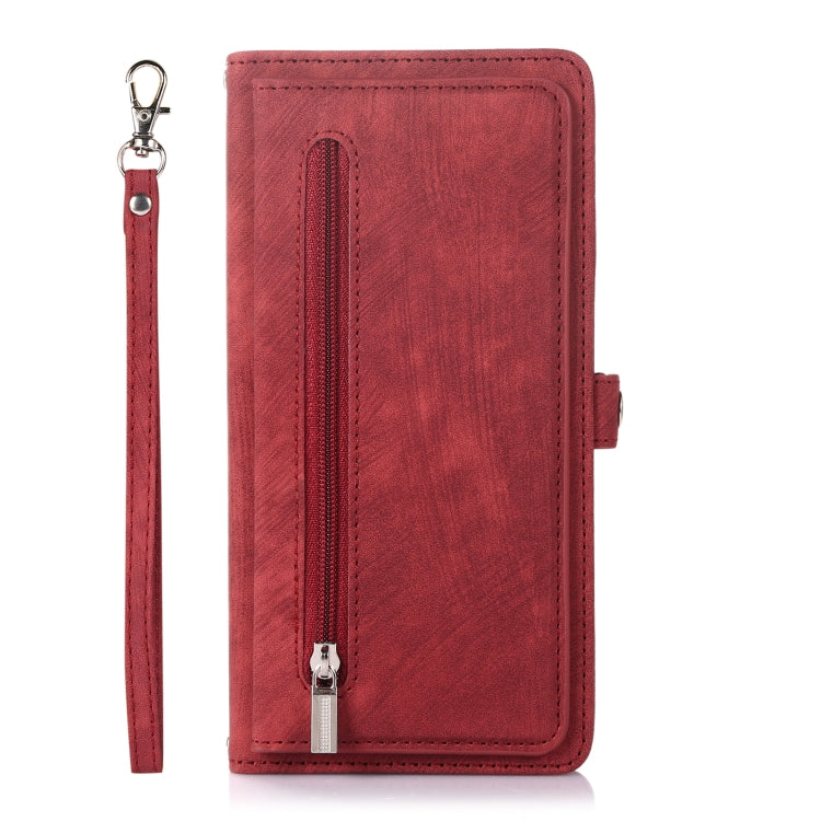 For iPhone 15 Pro Max Zipper Card Slot Buckle Wallet Leather Phone Case(Red) - HoMEdemic™ 