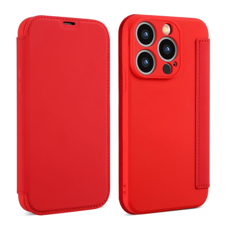 For iPhone 15 Pro Imitate Liquid Skin Feel Leather Phone Case with Card Slots(Red) - HoMEdemic™ 