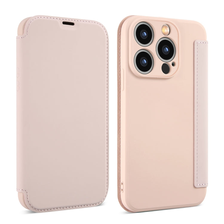 For iPhone 15 Pro Max Imitate Liquid Skin Feel Leather Phone Case with Card Slots(Pink) - HoMEdemic™ 