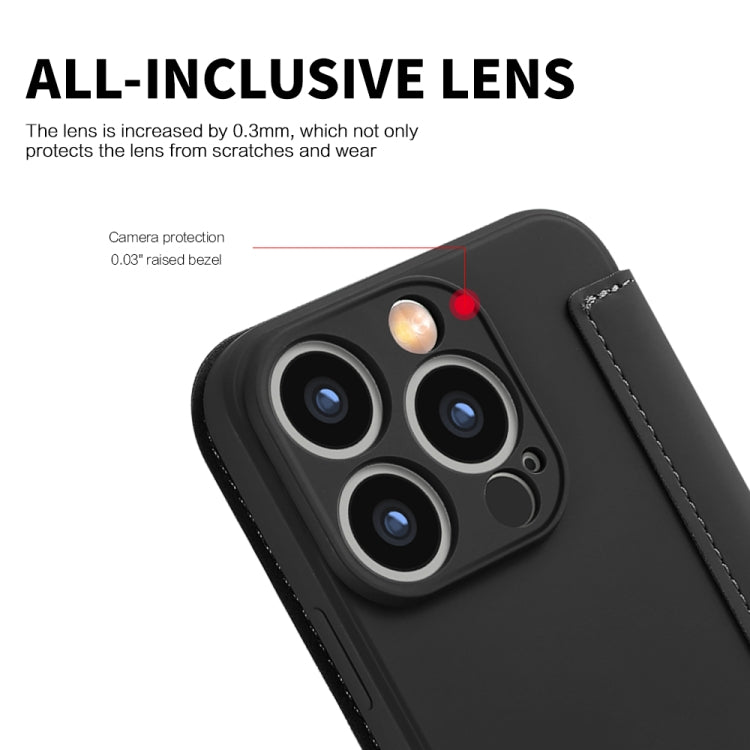 For iPhone 15 Pro Imitate Liquid Skin Feel Leather Phone Case with Card Slots(Black) - HoMEdemic™ 