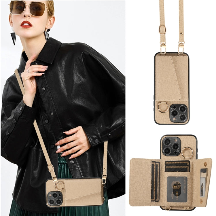 For iPhone 15 Pro Crossbody Ring Wallet Leather Back Cover Phone Case(Brown) - HoMEdemic™ 