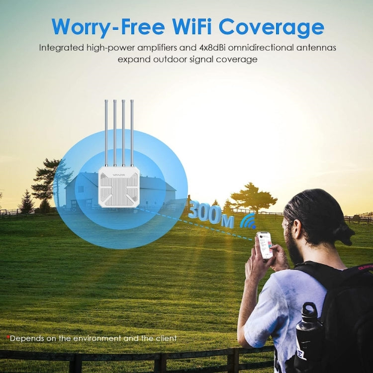 WAVLINK WN573HX1 WiFi 6 AX1800 IP67 Waterproof Outdoor Dual Band Wireless WiFi Routers, Plug:UK Plug - HoMEdemic™ 
