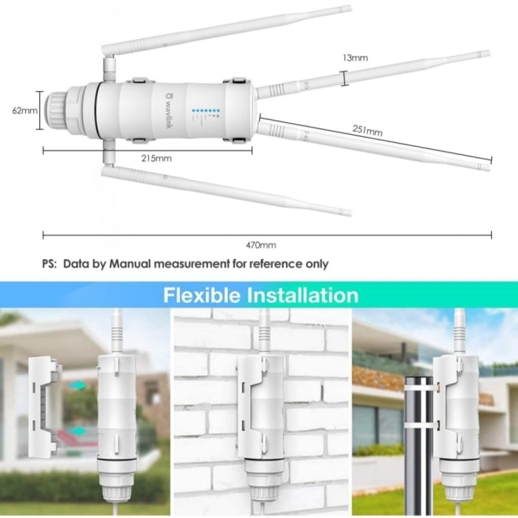 WAVLINK WN572HP3 AC1200 Dual Band Weatherproof Wireless Router Outdoor WiFi Extender, Plug:EU Plug - HoMEdemic™ 