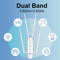 WAVLINK WN572HG3 With 4x7dBi Antenna AC1200 Outdoor WiFi Extender Wireless Routers, Plug:UK Plug - HoMEdemic™ 