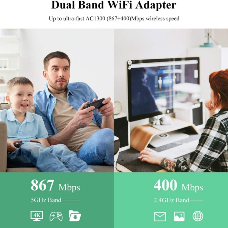 WAVLINK WN692A3 Lag-Free Gaming High Speed AC1300M Wireless Dual Band USB 3.0 Adapter - HoMEdemic™ 