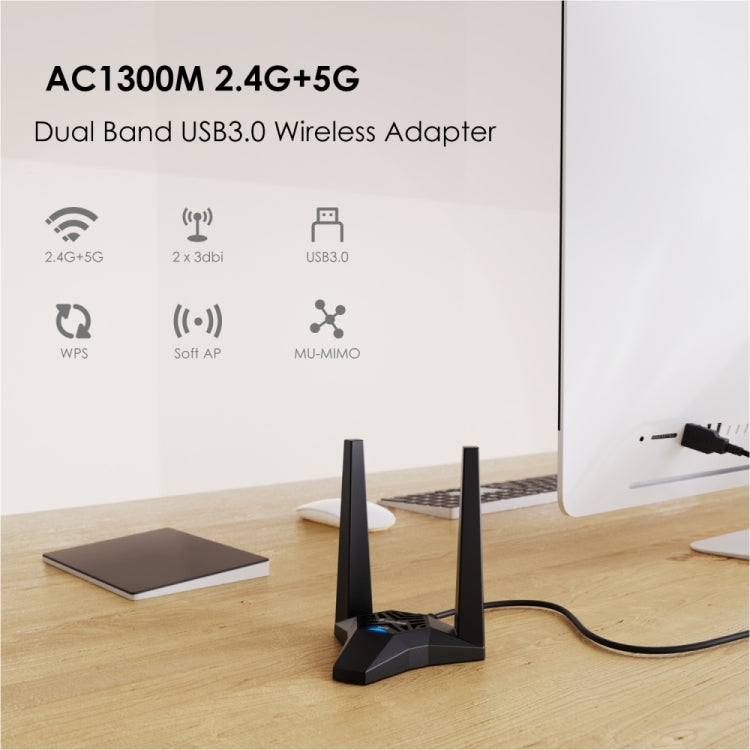 WAVLINK WN692A3 Lag-Free Gaming High Speed AC1300M Wireless Dual Band USB 3.0 Adapter - HoMEdemic™ 