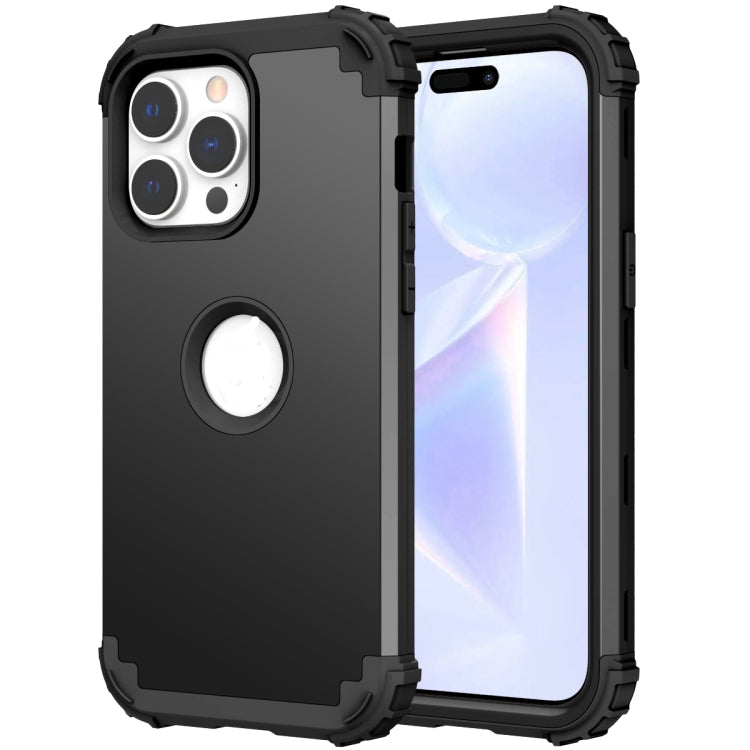 For iPhone 15 Pro 3 in 1 Silicone Hybrid PC Shockproof Phone Case(Black) - HoMEdemic™ 