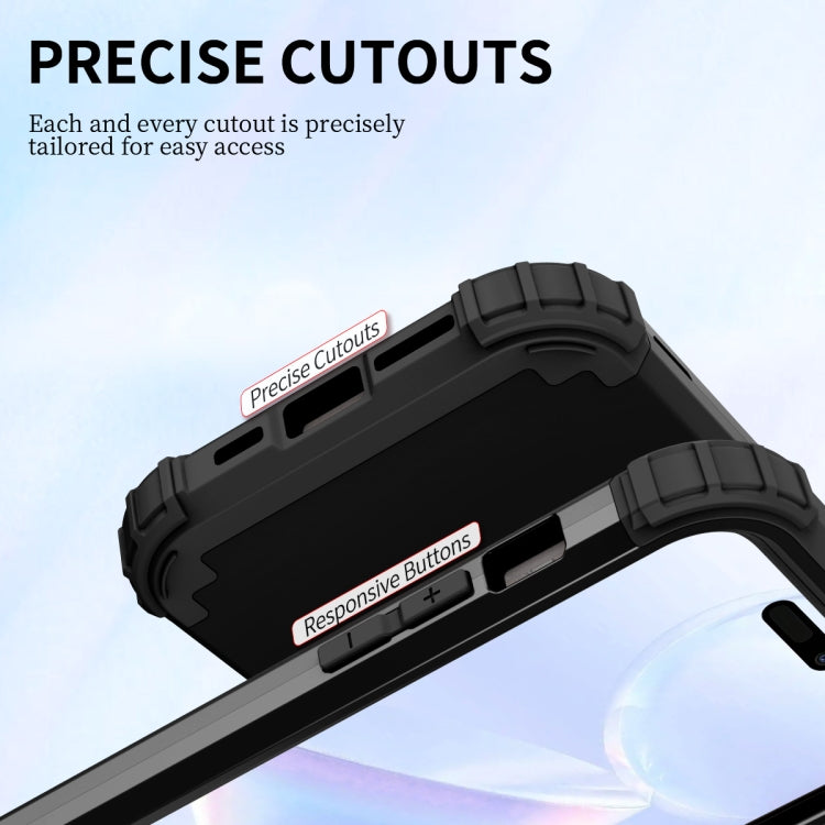 For iPhone 15 Pro 3 in 1 Silicone Hybrid PC Shockproof Phone Case(Black) - HoMEdemic™ 