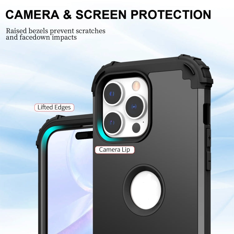 For iPhone 15 Pro 3 in 1 Silicone Hybrid PC Shockproof Phone Case(Black) - HoMEdemic™ 
