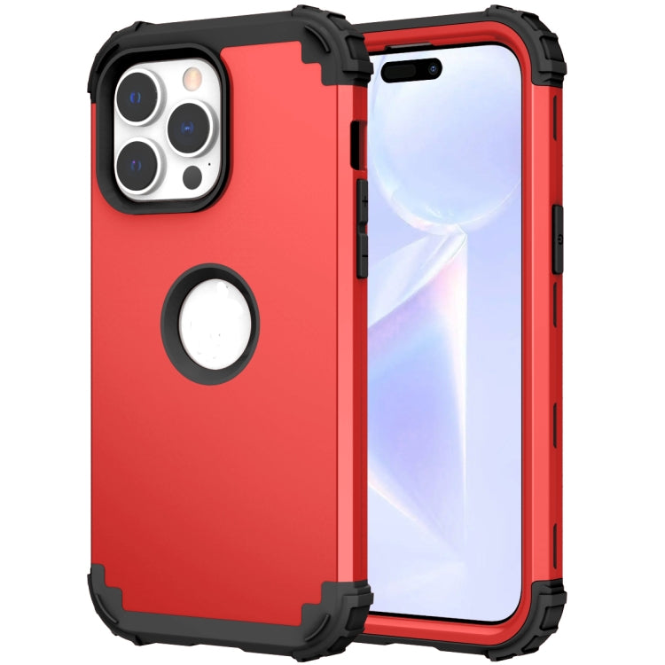 For iPhone 15 Pro 3 in 1 Silicone Hybrid PC Shockproof Phone Case(Red) - HoMEdemic™ 